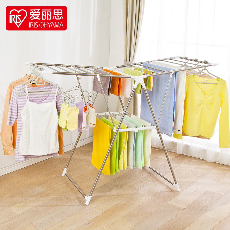 IRISIRIS airfoil clothes rack Floor folding balcony Indoor clothes drying telescopic stainless steel clothes rack