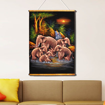Thai hand-painted elephant decoration painting Southeast Asia retro inn hotel living room Thai Buddha statue decoration hanging painting