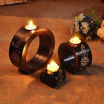 Thai solid wood candlestick candle light dinner props romantic Western food decoration retro creative decoration candle holder ornaments