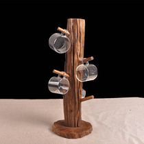 Thai solid wood tree cup holder Drain rack Creative coffee teacup holder Wooden glass six-claw mug hanging