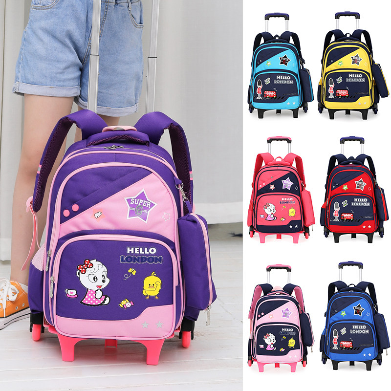 Lalever Schoolboy Schoolboy Girl 3-6 Grade Boy Six Waterproof Push Pull-out Drag Box With Wheels Five