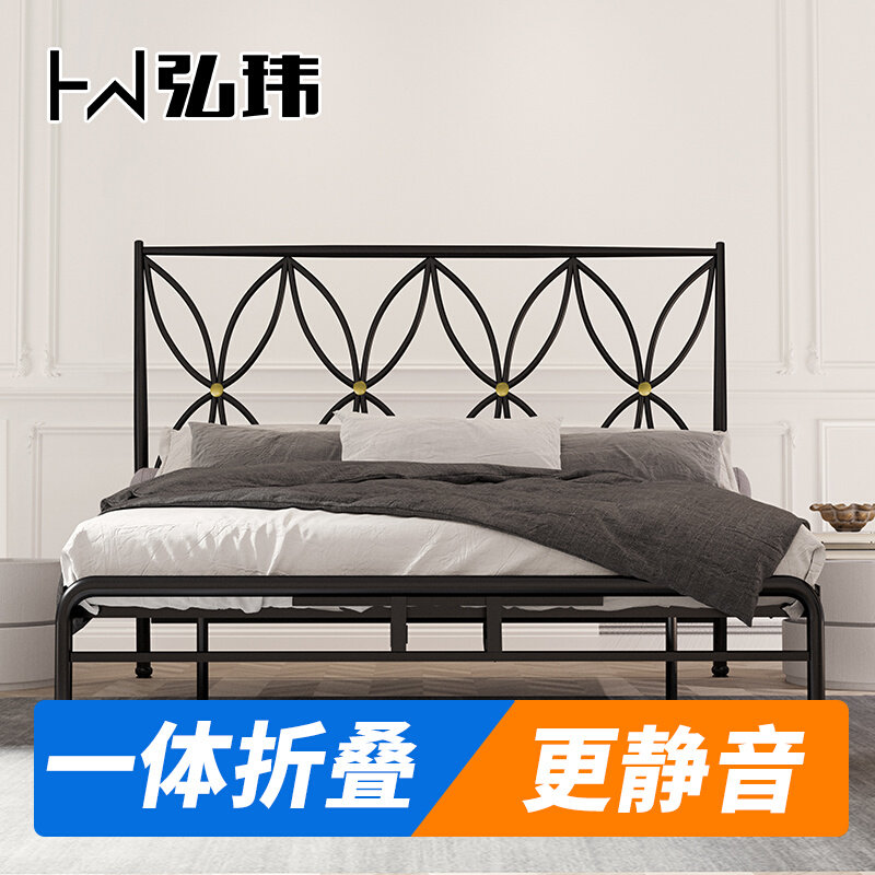 French wrought iron bed Nordic style net red princess bed 1.8 meters double bed foldable simple 1.5 meters ins iron bed