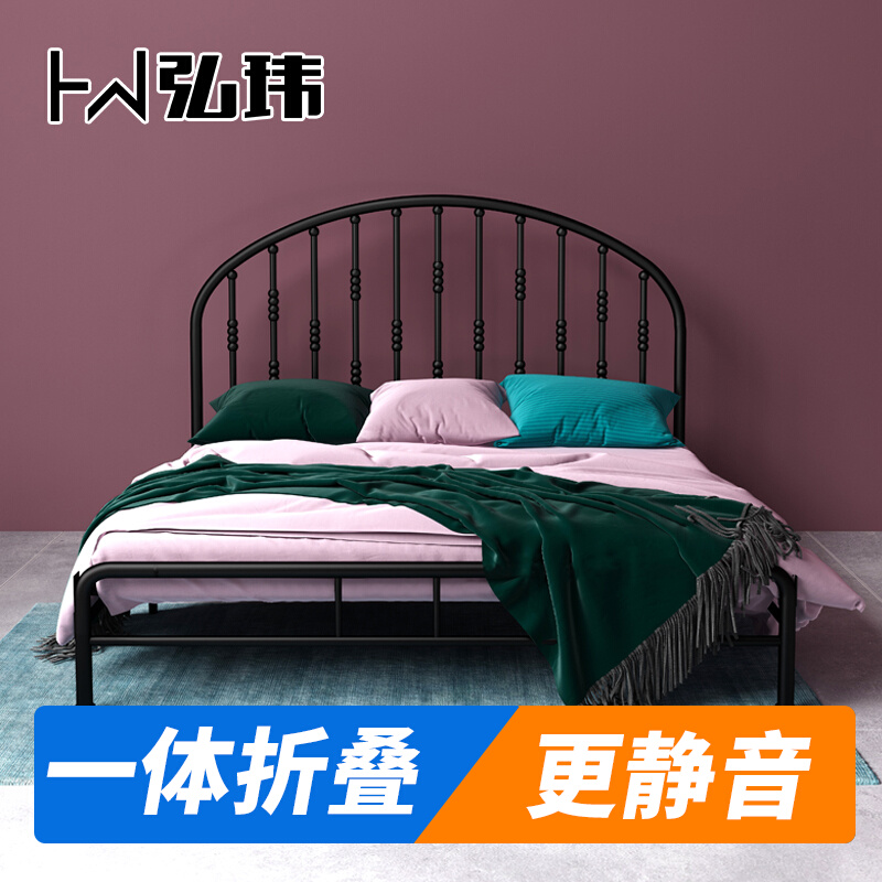 Hongwei wrought iron bed double bed Nordic style princess bed 1.8m thick simple modern 1.5m ins iron frame bed