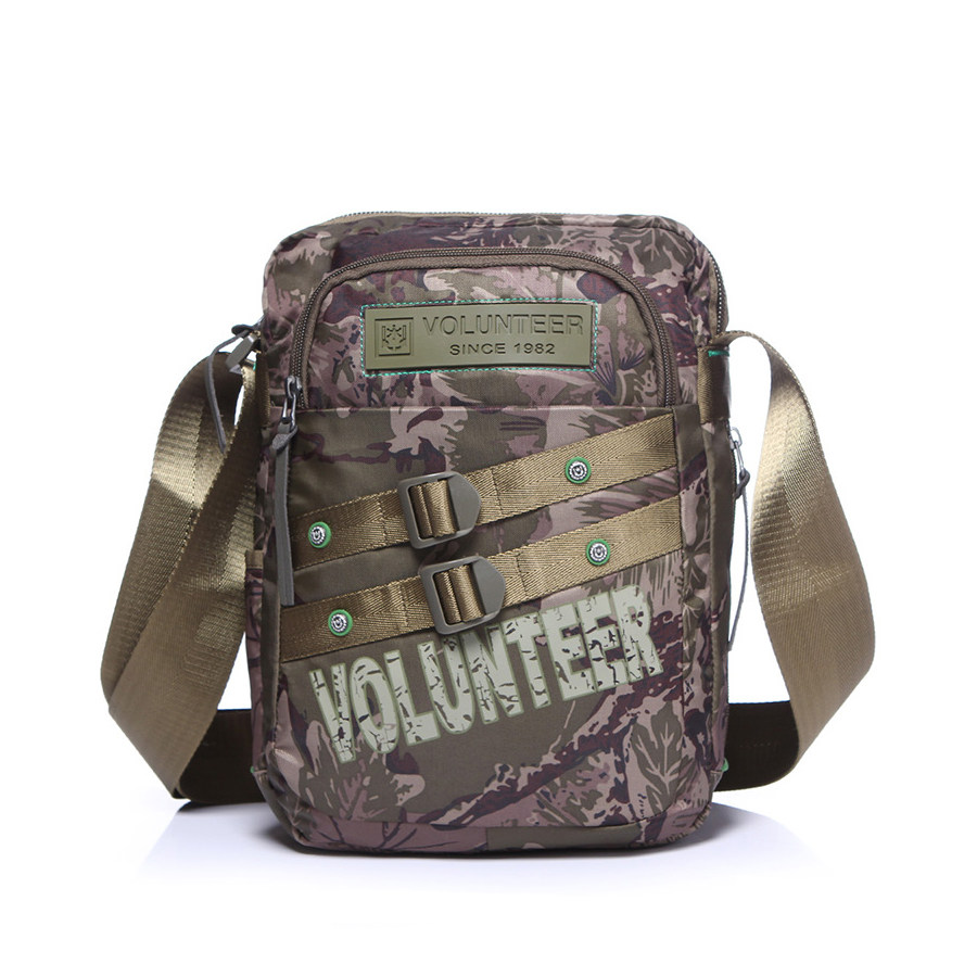 Large Capacity Men's Bag Single Shoulder Bag Tactical Trend Outdoor Canvas Men's Bag Sloped Satchel Oxford Cloth Camouflated Army Green