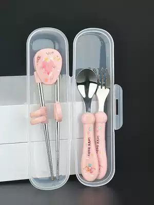 Chopsticks Children's special anti-skid training chopsticks fork spoon section can be sterilized at high temperature for baby dining set