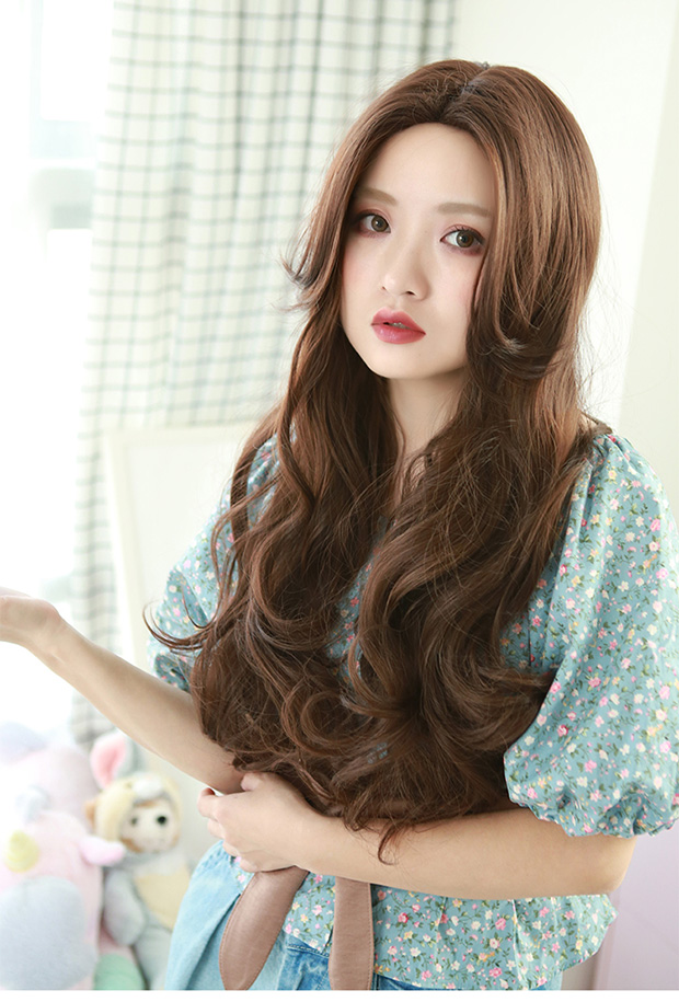 Mid Length Wig Female Original Design Long Curly Hair Big Wave Net