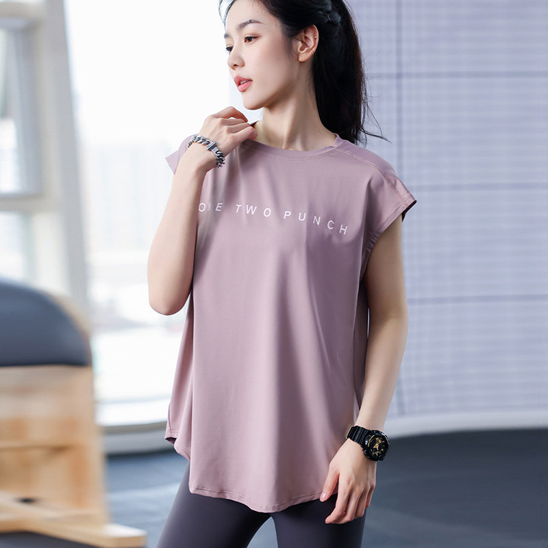 Sports T-shirt women's summer short-sleeved yoga clothes yoga shirt loose blouse fitness clothes running breathable vest