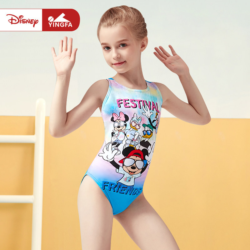 Yingfa Disney Children's Swimsuit New Summer Girls Zhongda Children's Professional Swimsuit Siamese Triangle Competitive Swimsuit