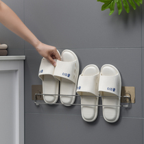 Bathroom trailer rack wall-mounted non-perforated wall-mounted toilet slippers shoe rack-mounted storage artifact shelf