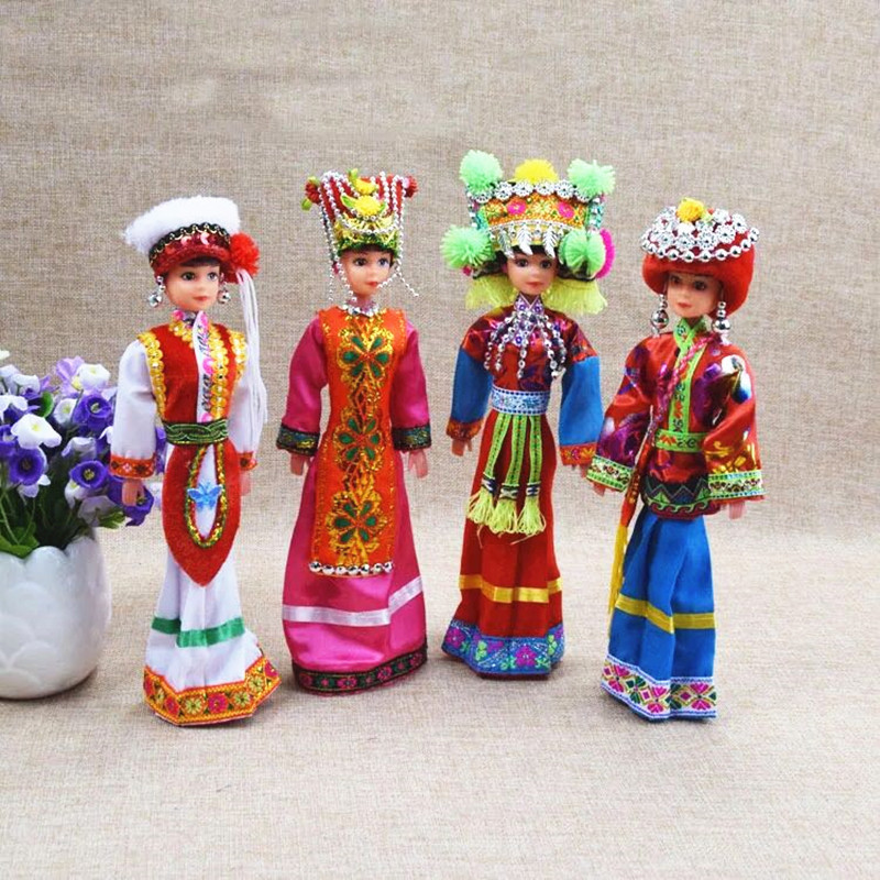 Kindergarten Wall Deco for Ethnic Minority Women Barrene Doll Decorative Creative Classical Wind figures Color