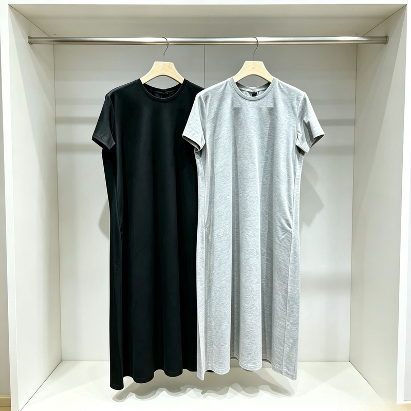 [Same Style as in Shopping Malls] Authentic Cut-Label 2026 Summer New Mid-Length Dress Women's Short-Sleeved T-Shirt Dress