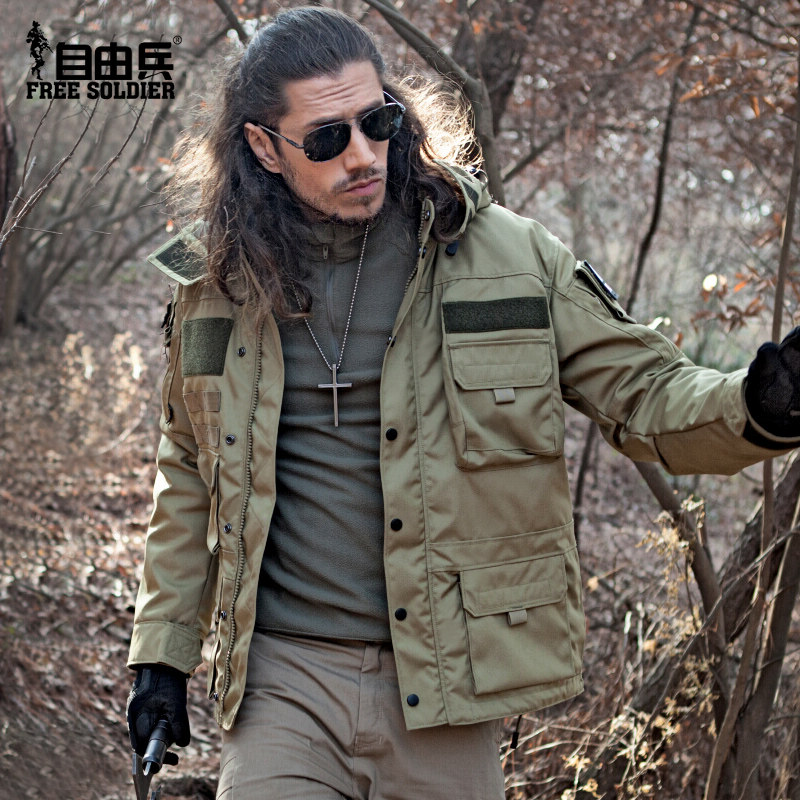 Free soldier autumn and winter pioneer tactical cotton coat Warm outdoor waterproof windproof jacket jacket quilted jacket men's jacket