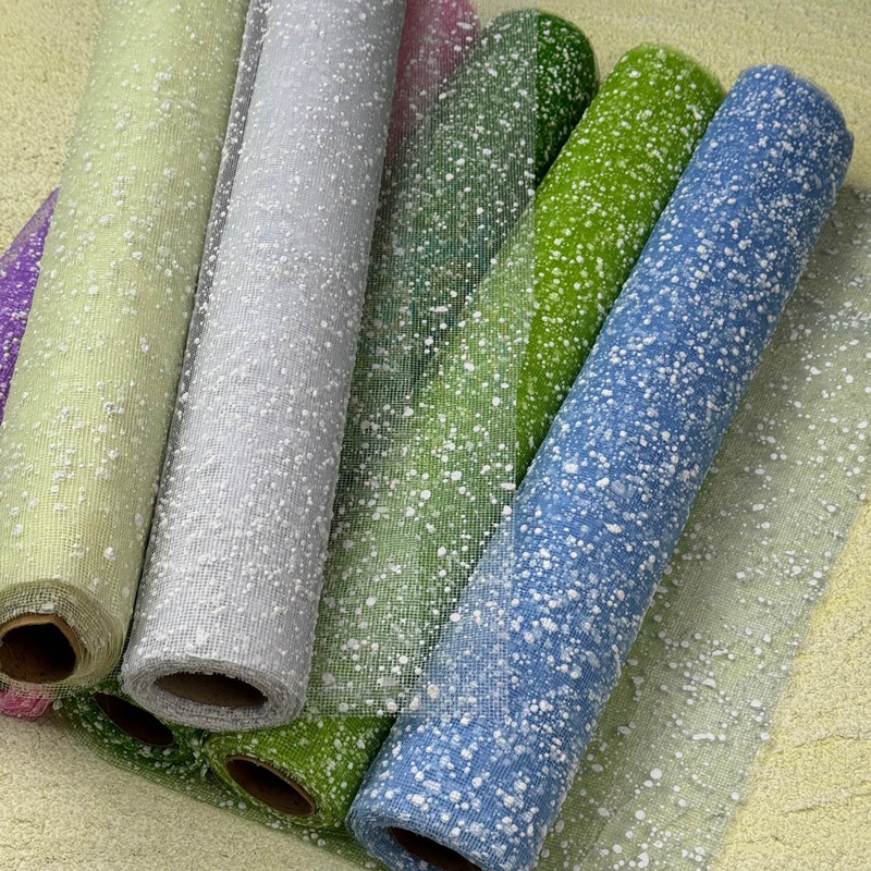 Kindergarten Environment Creation Decorative Materials Semi-Finished Snow Dot Yarn Mesh Snowflake Material Hand-Held Flower Snow Yarn Wrapping Paper Yarn