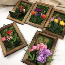 Kindergarten primary school wall wall hanging decoration creative country wooden plank floral simulation plant three-dimensional photo frame wall decoration background