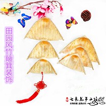 Kindergarten wall decoration Chinese style bamboo dustpan hanging decoration corridor hanging handmade products DIY creative