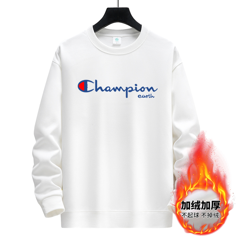 Champion Earth Sweatshirt for Men, Autumn and Winter, Champion Earth Fashion Brand, Round Neck, Fleece-Lined, Casual Inner Wear