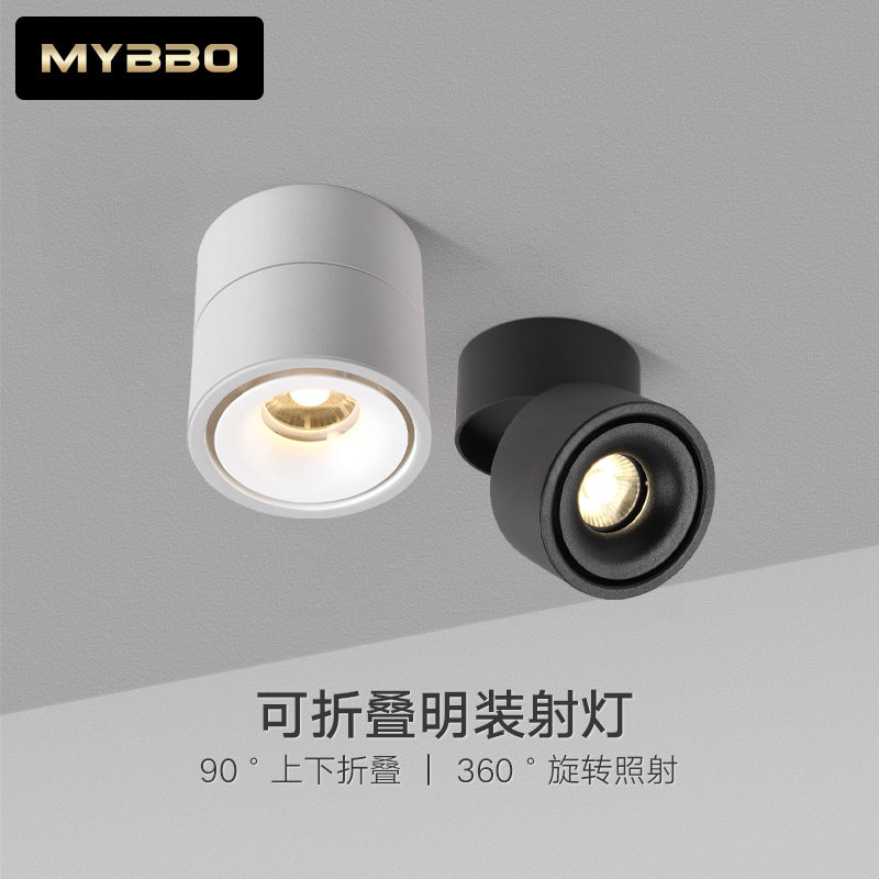 Surface mounted spotlight LED downlight living room ceiling light corridor light wall washer light adjustable angle COB black spotlight Nordic