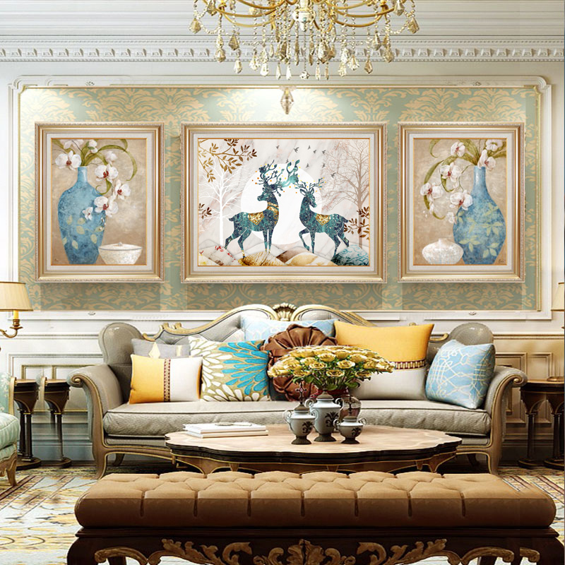 Living Room Decorative Painting, European-Style Mural, Textured Painting, American-Style Oil Painting, Entrance Wall Painting, New Genuine Sofa Background Wall Hanging Painting Living Room Decorative Painting, European-Style Mural, Textured Painting, American-Style Oil Painting, Entrance Wall Painting, New Genuine Sofa Background Wall Hanging Painting