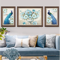 Living Room Decoration Painting Sofa Background Wall Triple Painting Eurostyle Mural Bedroom Bedside Peacock oil painting Texture Hang Painting