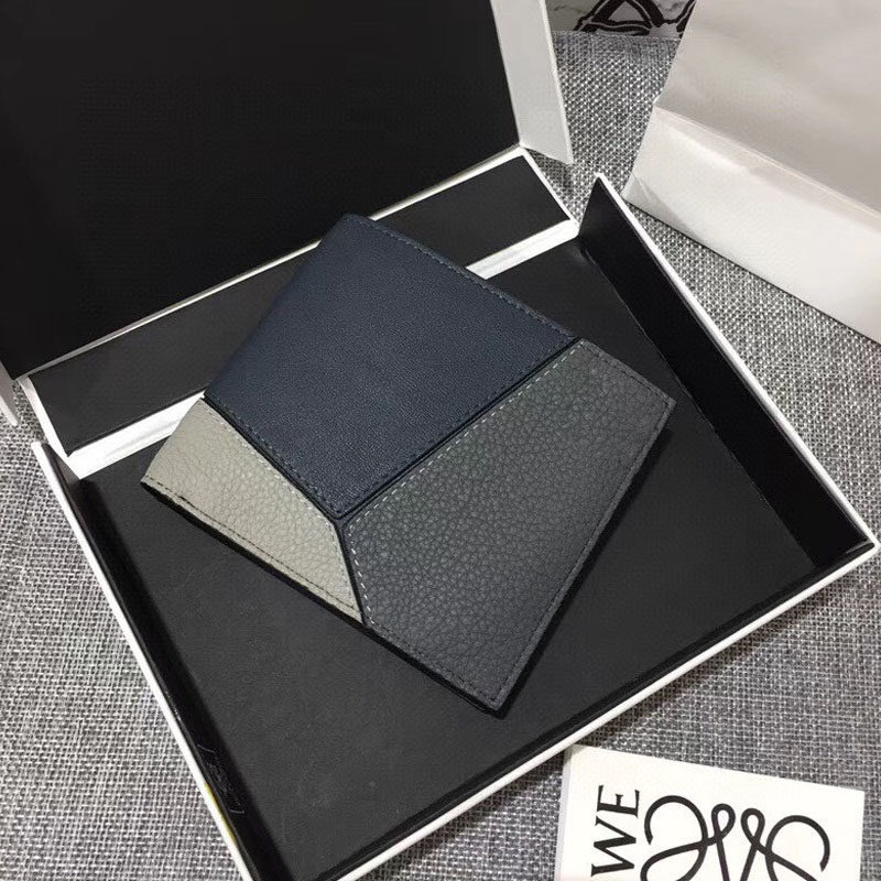 European and American Collider Short-Young Men's Pearl Ground Bull Leather 2 Fold Cross Section Short Wallet Money Clip With Credit Card Position