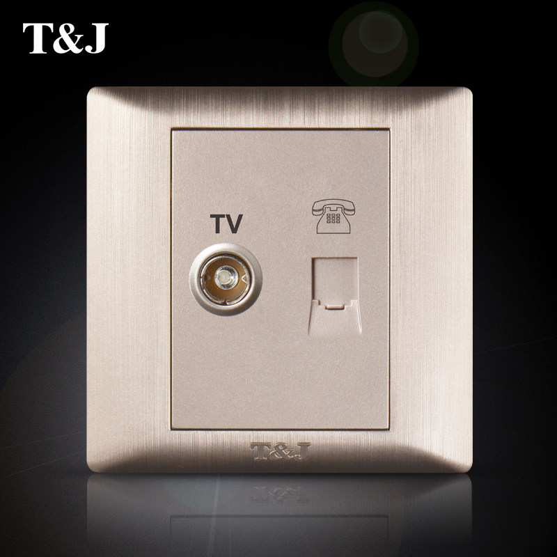 TJ space-based switch socket panel Yueting Sarkin brush 86 type home cable TV telephone socket