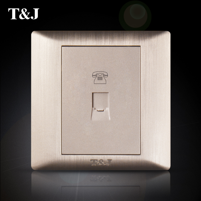 TJ space-based switch socket panel pleasing sandgold wire drawing a phone single phone information socket Home