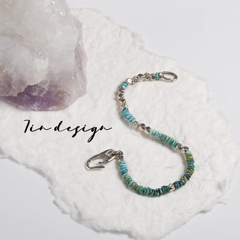 7In【Qingfeng】Original Niche Design Handmade Beaded Bracelet Vintage Personality S925 Silver Turquoise Bracelet 7In【Qingfeng】Original Niche Design Handmade Beaded Bracelet Vintage Personality S925 Silver Turquoise Bracelet
