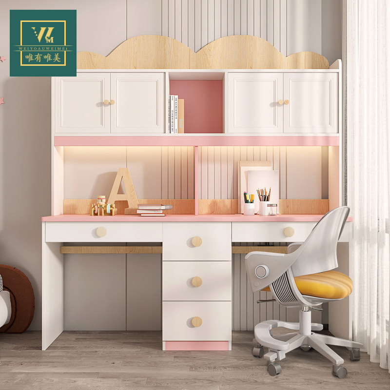 Student Desk Bookshelf Composition Modern Minimalist Bedroom Computer Desktop Desk Home Biathlon Learning Desk Integrated