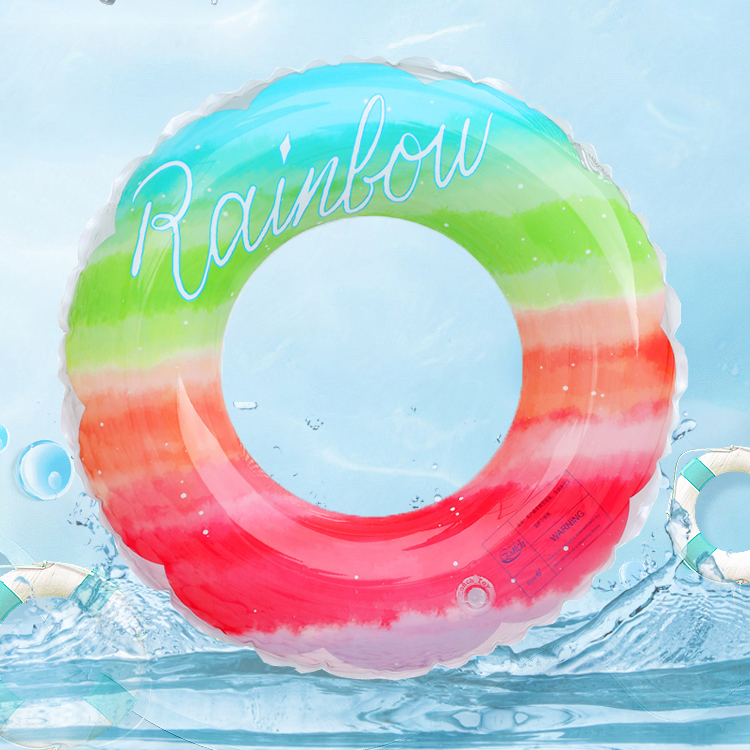 Swimming ring adult female thickened large lifesaving children inflatable underarm floating ring rainbow petal net red swimming ring equipment