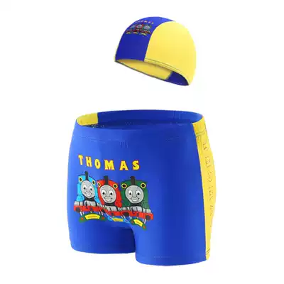 Children's swimming trunks quick-drying flat corner cartoon boy baby loose breathable swimsuit swimming cap hot spring handsome swimming trunks