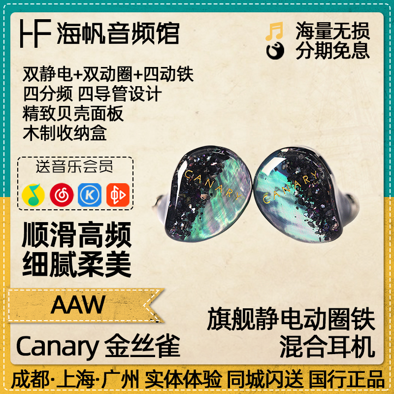 AAW Canary Canary Flagship Electrostatic Ring Iron Mix In Ear Style Custom Headphones Earplugs Sea Sails Audio