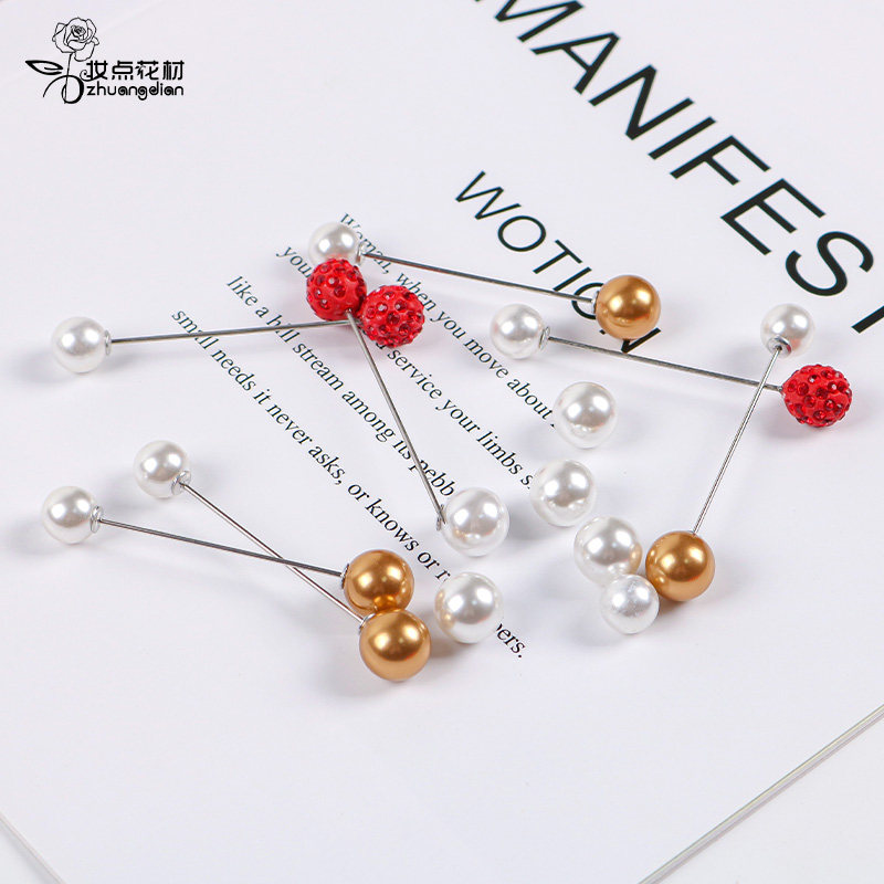 Decorative flower material Korean style pearl buckle bouquet bag decoration material flower art bead needle rose flower diy bag flower material