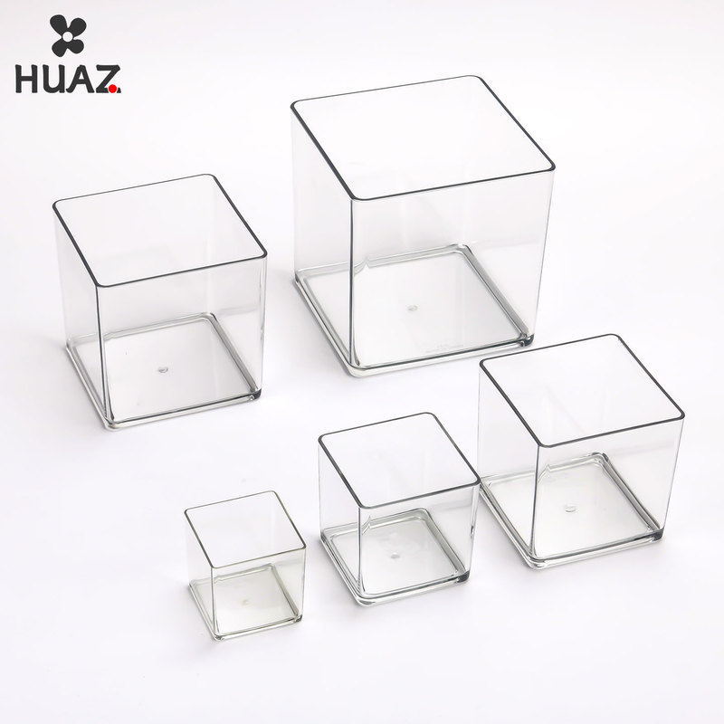 Transparent Storage Box, Square Box, Square Container, Square Box, Pet Plastic, Lidless, Thickened, Unbreakable, Green Plant Container