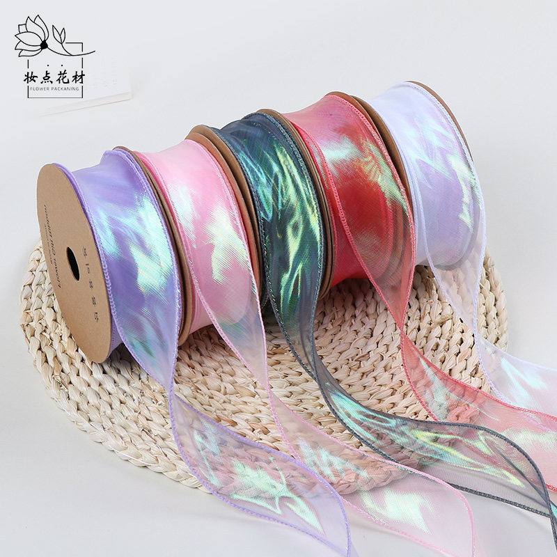 Mermaid yarn phantom wave ribbon bow ribbon lace bouquet cake packaging ribbon diy flower shop materials