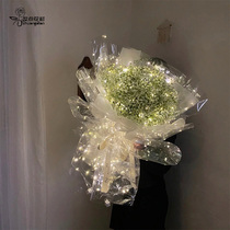 Luminous glass paper flower wrapping paper dust-proof thin section transparent waterproof bouquet packaging material table white bright light paper