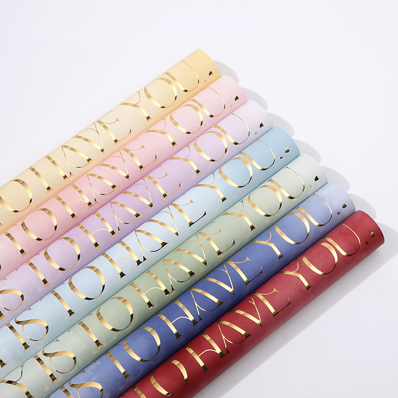 Decorative flowers Korean bronzing English flowers gift wrapping paper Ouya waterproof Valentine's Day flower wrapping paper