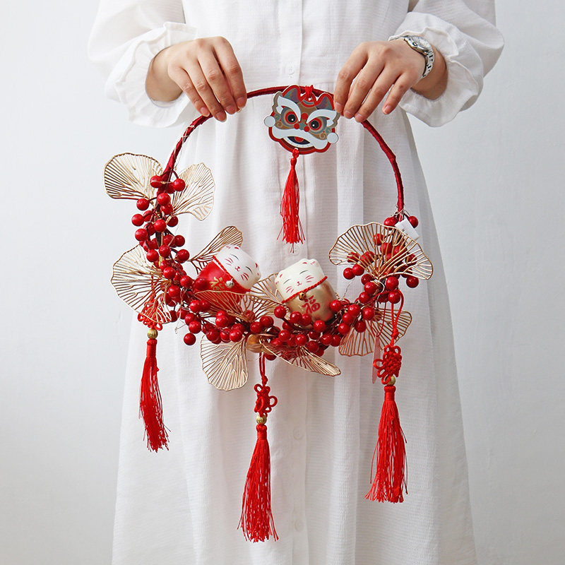 New Year's Eve garland prayer door hanging creative DIY production of Spring Festival door decoration hanging decoration packaging material package decoration collection