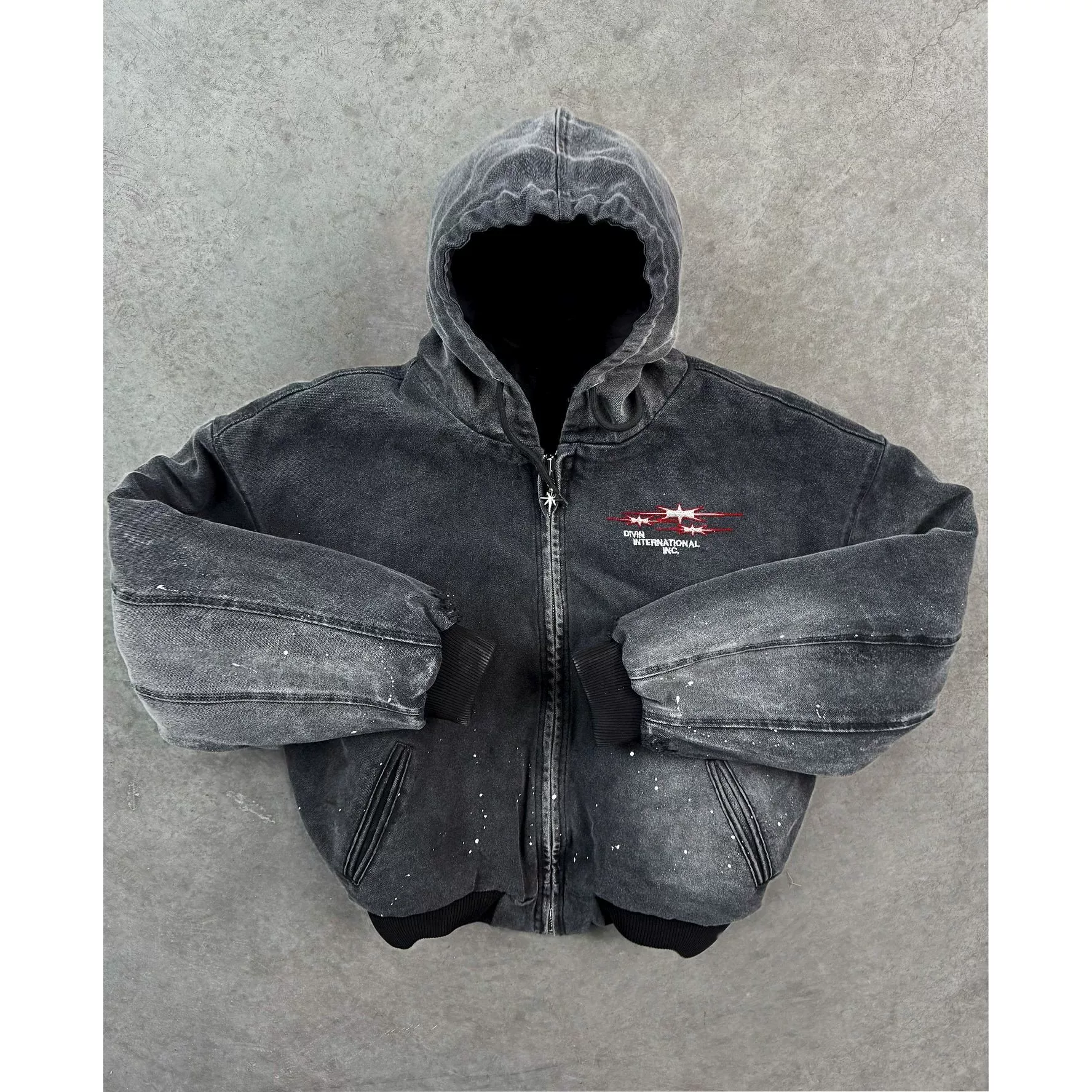 Винтажная куртка Divin с износостойкой обработкой, Zipper Hoodie Y2K, мужская, рок-стиль