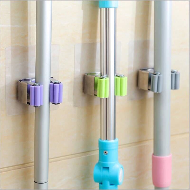 Mop holder without punching mop clip cartoon mop hook suction cup bathroom wall hanging mop broom holder holder