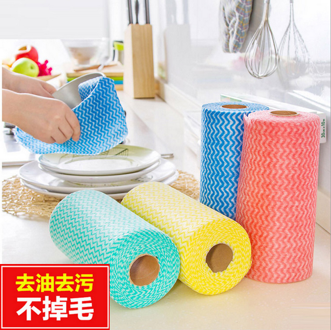 Non - woven kitchen rag can be cut disposable dishwash cloth with no oil cleaning towel