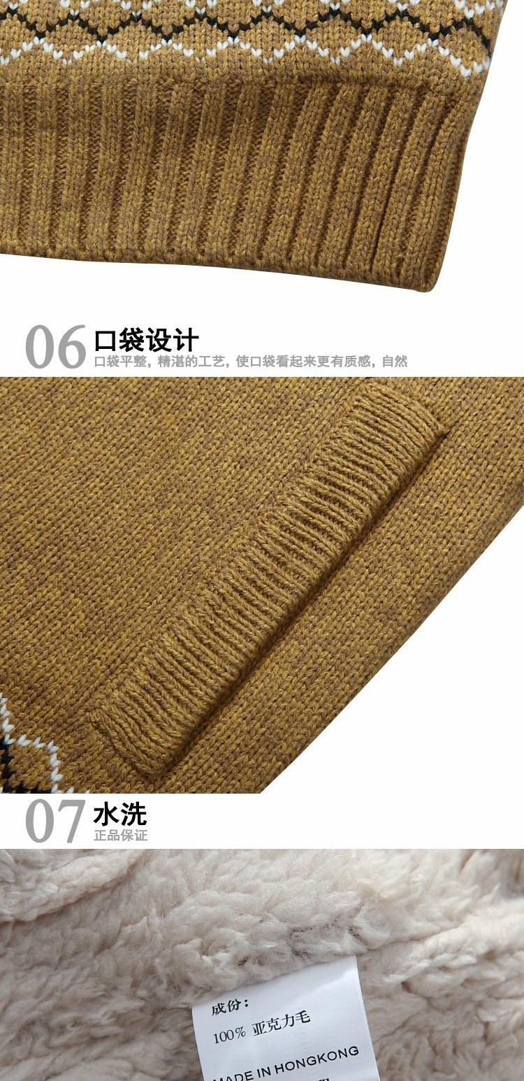 [Đặc biệt hàng ngày] Áo len mùa thu đông xe jeep mùa thu rộng cộng với áo len nhung cổ áo len vest nam