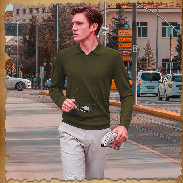 Sweater ຜູ້ຊາຍລະດູໃບໄມ້ປົ່ງແລະລະດູຫນາວປີ 2022 ອາຍຸກາງແລະຜູ້ສູງອາຍຸ POLO Collar Pullover Dad's Customized Cashmere Wool Sweater Thin Large Size Close-fitting
