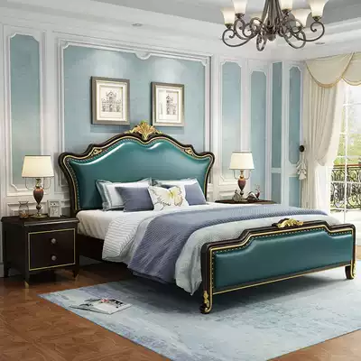 American solid wood bed 1 8 m double bed modern simple European bed 1 5 master bedroom light luxury wedding bed princess bed storage