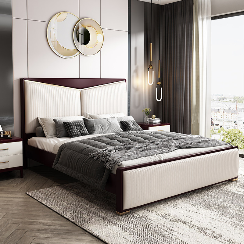 American solid wood bed light extravagant 1 8 m main bedroom with double bed soft bag modern minimalist high case storage main sleeper wedding bed