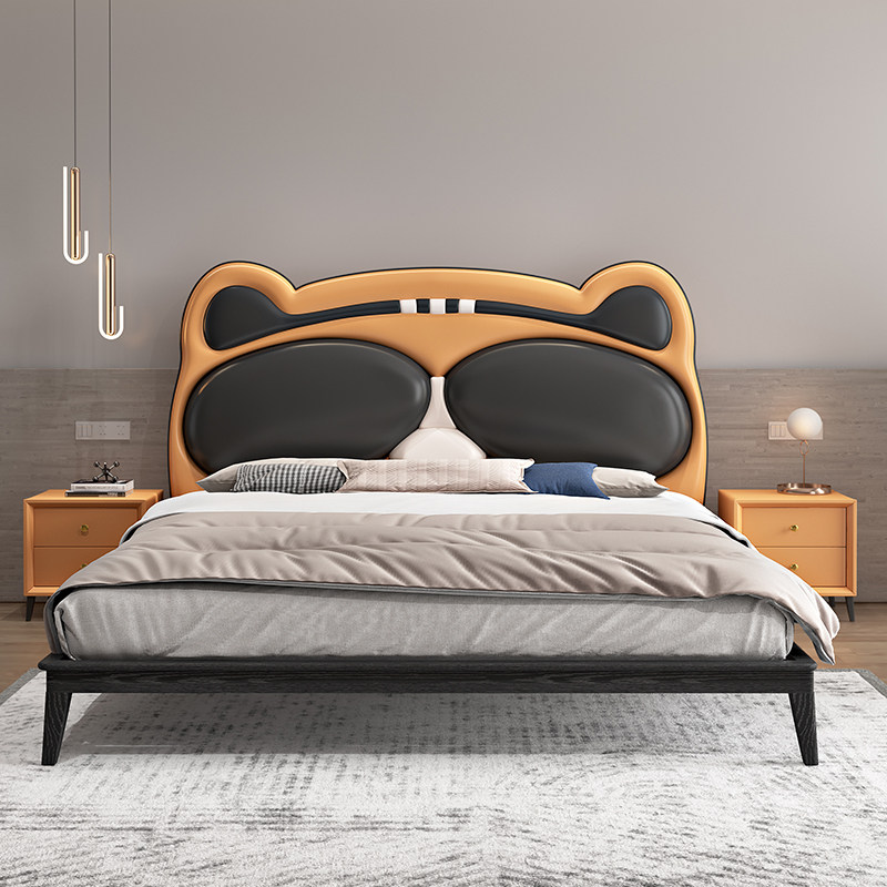 Child Bed Boy Single Beds Nordic Teenagers Genuine Leather Beds 1 5 m Modern White Wax Wood Solid Wood Bed 1 2 m