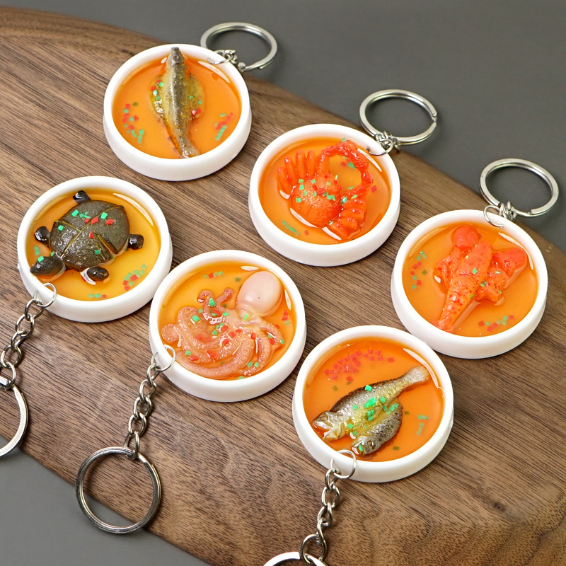 Emulation Seafood Eating Bowl Fake Food Model Props Key Button Pendants Toy Mini Swing Piece Diy Creative Personality-Taobao