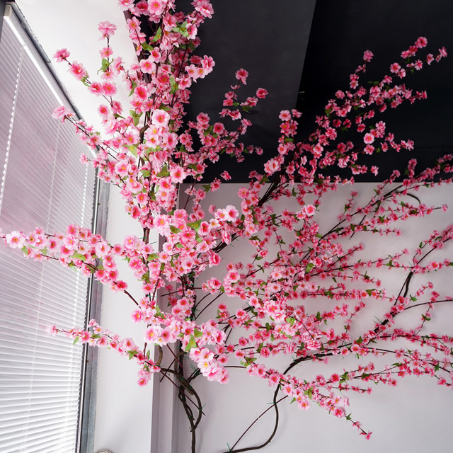 Simulated peach blossom rattan tree leaf ຕົບແຕ່ງຫມາກຫວາຍ cherry blossom wisteria ສາຂາ indoor ຫ້ອງຮັບແຂກເພດານ wedding