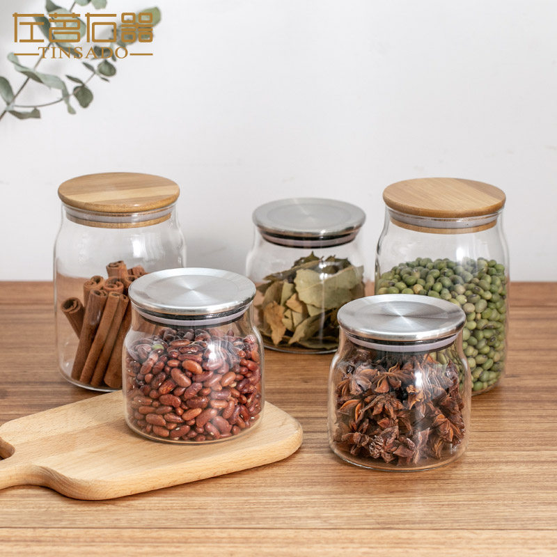 Left Tea Right Instrumental Glass Tea Leaf Jars Empty Tank Large Transparent Deposit Tea Jar Home Contained Food Seal Tank Storage Tank