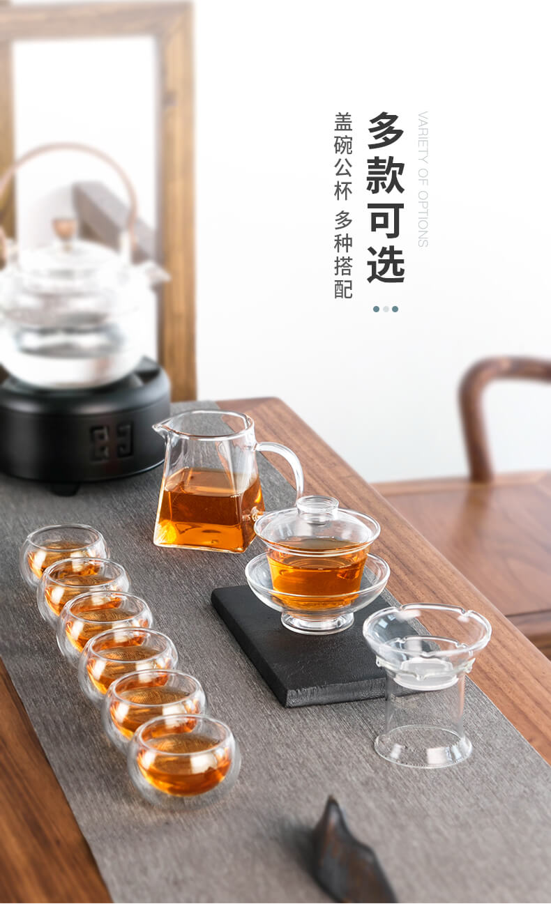 ZuoMing right device glass kung fu tea set home tea mercifully tea tureen tea cups transparent high - temperature contracted