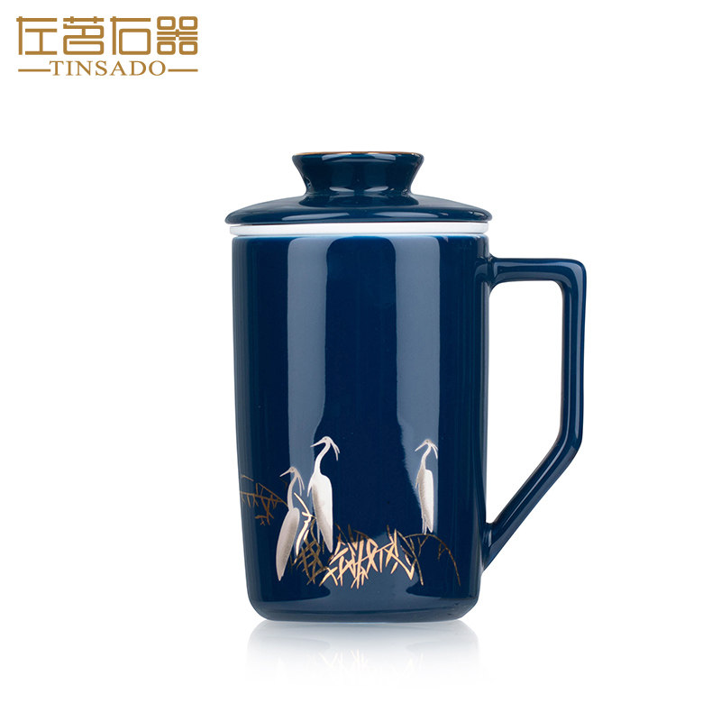 Left tea right mug with lid office cup ceramic tea cup household with filter large tea separation three cups